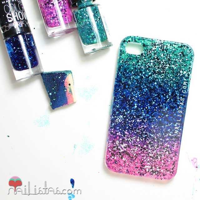 Funda de móvil DIY cin esmaltes de uñas