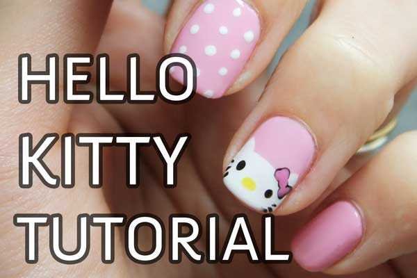 Uñas decoradas con Hello Kitty paso a paso