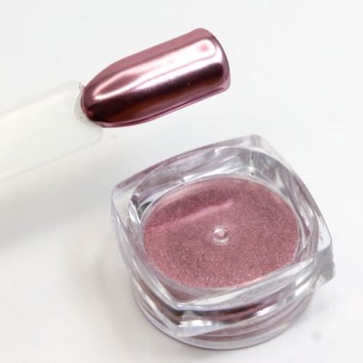 polvo efecto espejo rosa uñas