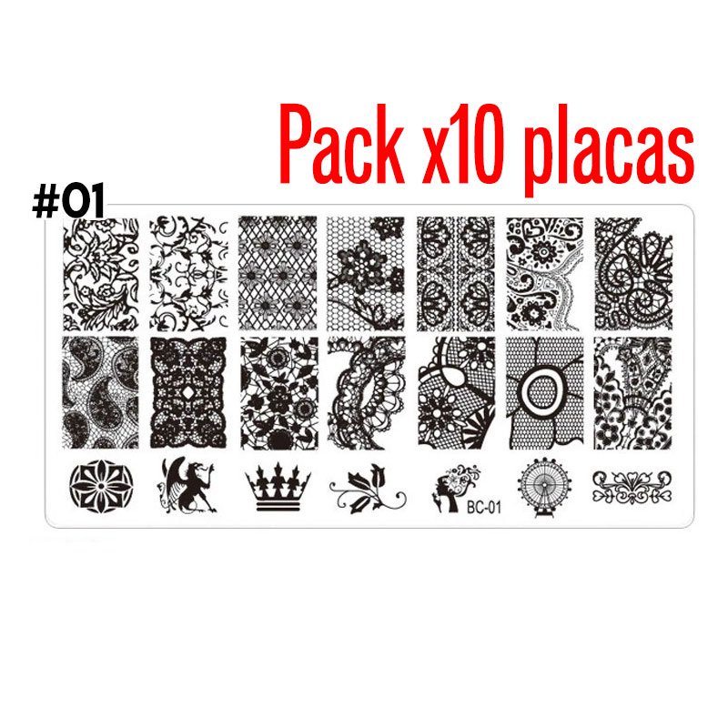 10 placas de estampación acrílicas